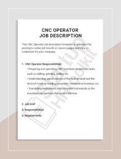 CNC Operator job description