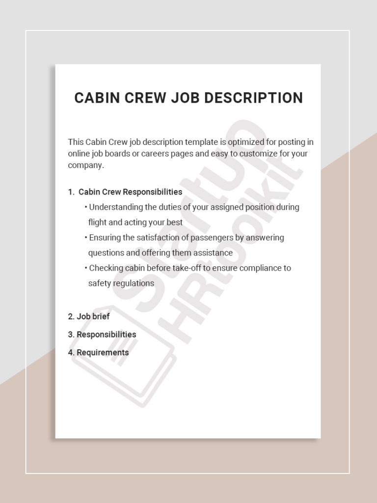 Job description of a cabin crew member