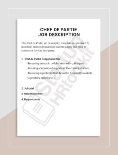 Chef de Partie job description