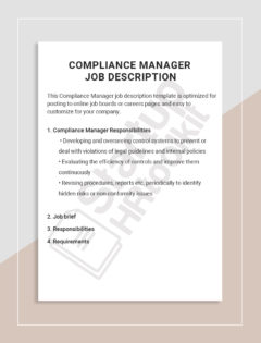Compliance Manager Job description