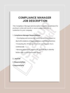 Compliance Manager Job description