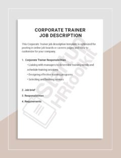 Corporate Trainer job description