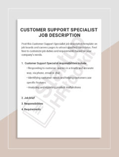 Customer Support Specialist job description