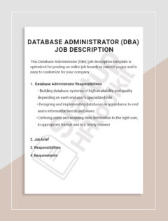 Database Administrator (DBA) job description