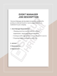 Event Manager Job description