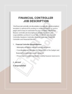 Financial Controller job description