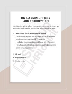 HR _ Admin Officer Job description