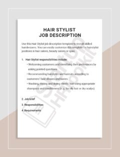 Hair Stylist job description