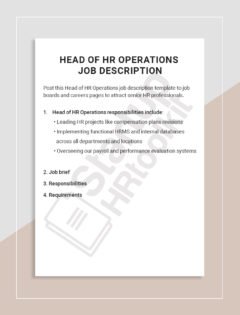 Head of HR Operations job description