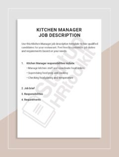 Kitchen Manager Job description