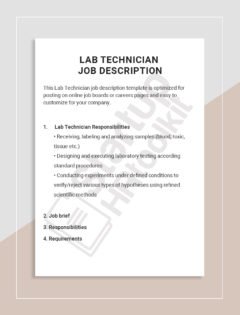 Lab Technician job description