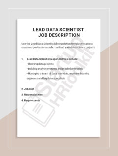 Lead Data Scientist job description