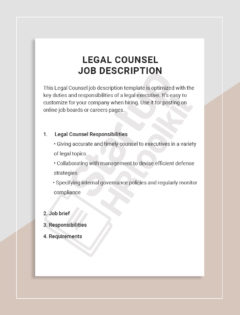 Legal Counsel Job description