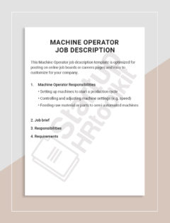 Machine Operator job description