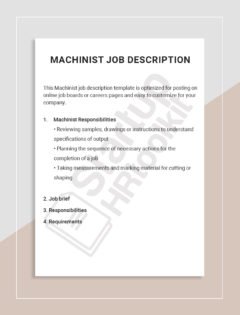 Machinist Job description