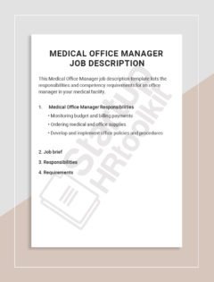 Medical Office Manager Job description