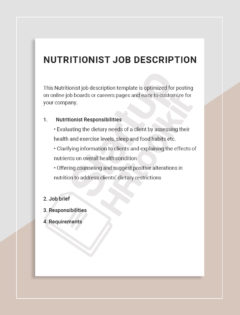 Nutritionist Job description