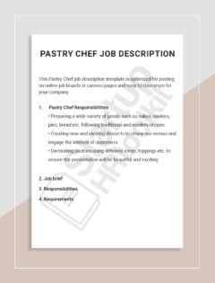 Pastry Chef Job description