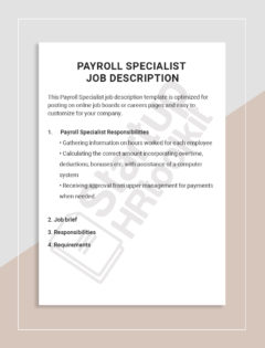 Payroll Specialist job description