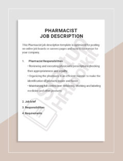 Pharmacist Job description