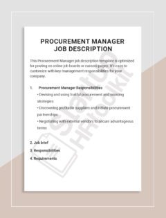 Procurement Manager Job description