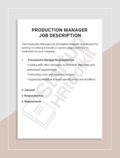 Production Manager Job description