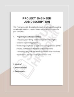 Project Engineer job description