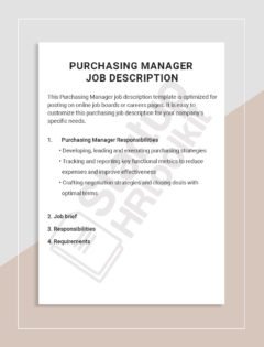 Purchasing Manager Job description