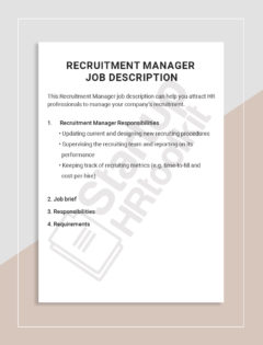 Recruitment Manager Job description