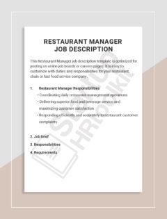 Restaurant Manager job description