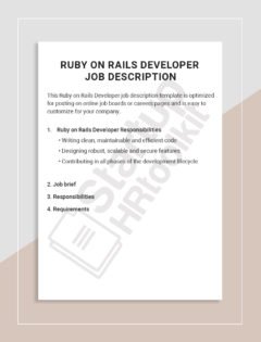 Ruby on Rails Developer job description