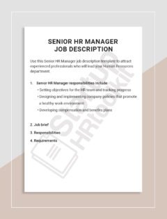 Senior HR Manager Job description