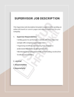 Supervisor Job description