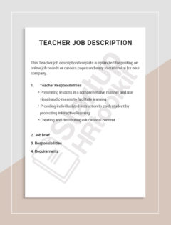 Teacher job description