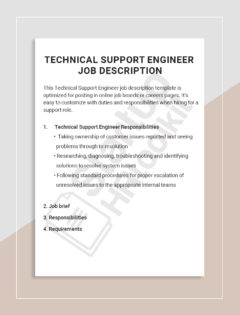 Technical Support Engineer job description