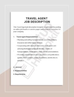 Travel Agent Job description