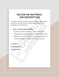 Waiter or Waitress job description