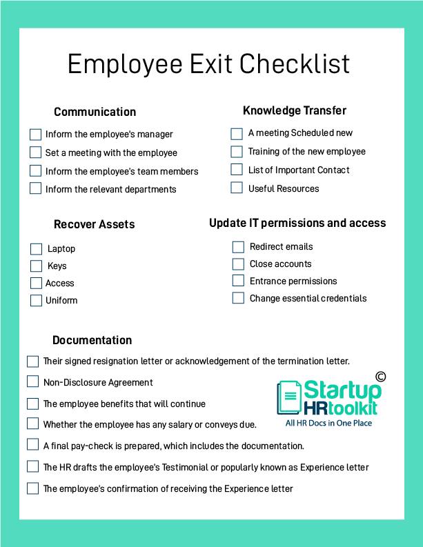 Employee Exit Checklist Template