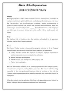 Employee Code of Conduct Policy - Download | PDF | Word
