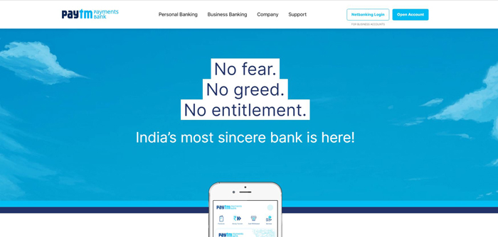 Neobanks in India - Paytm bank
