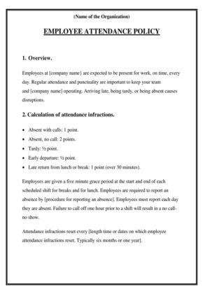 Employee attendance Policy Employee attendance Policy