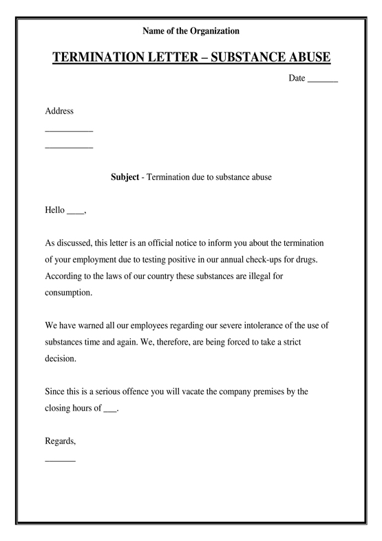 Employee Termination Letter Format