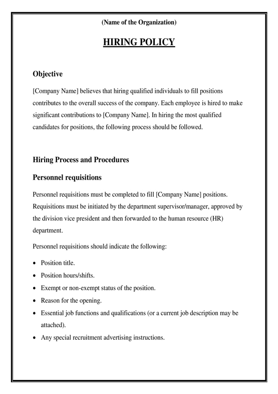 Hiring Policy Template