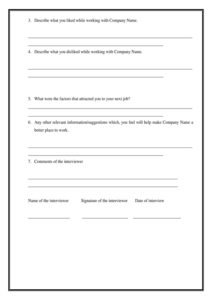 Exit Interview Format - Download Form Template - Word | PDF