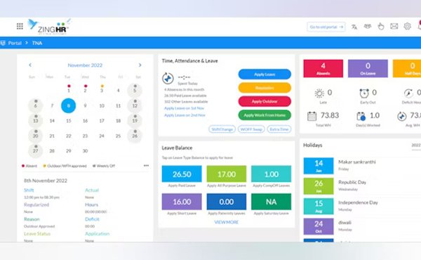 ZingHR dashboard