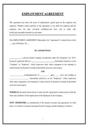 Employment Agreement Template Employment Agreement Template