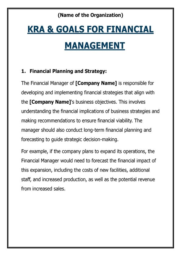 KRA & Goals for Financial Management sample_1