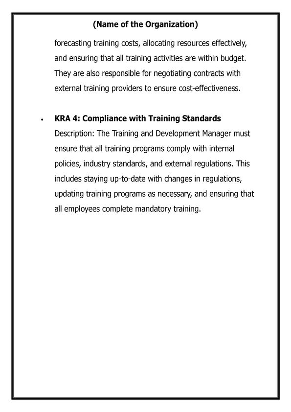 KRA & Training & Development Sample_3