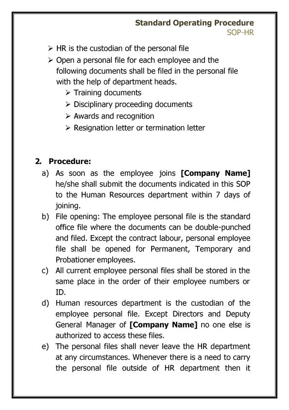 Standard Operating Procedure of HR Dept_02